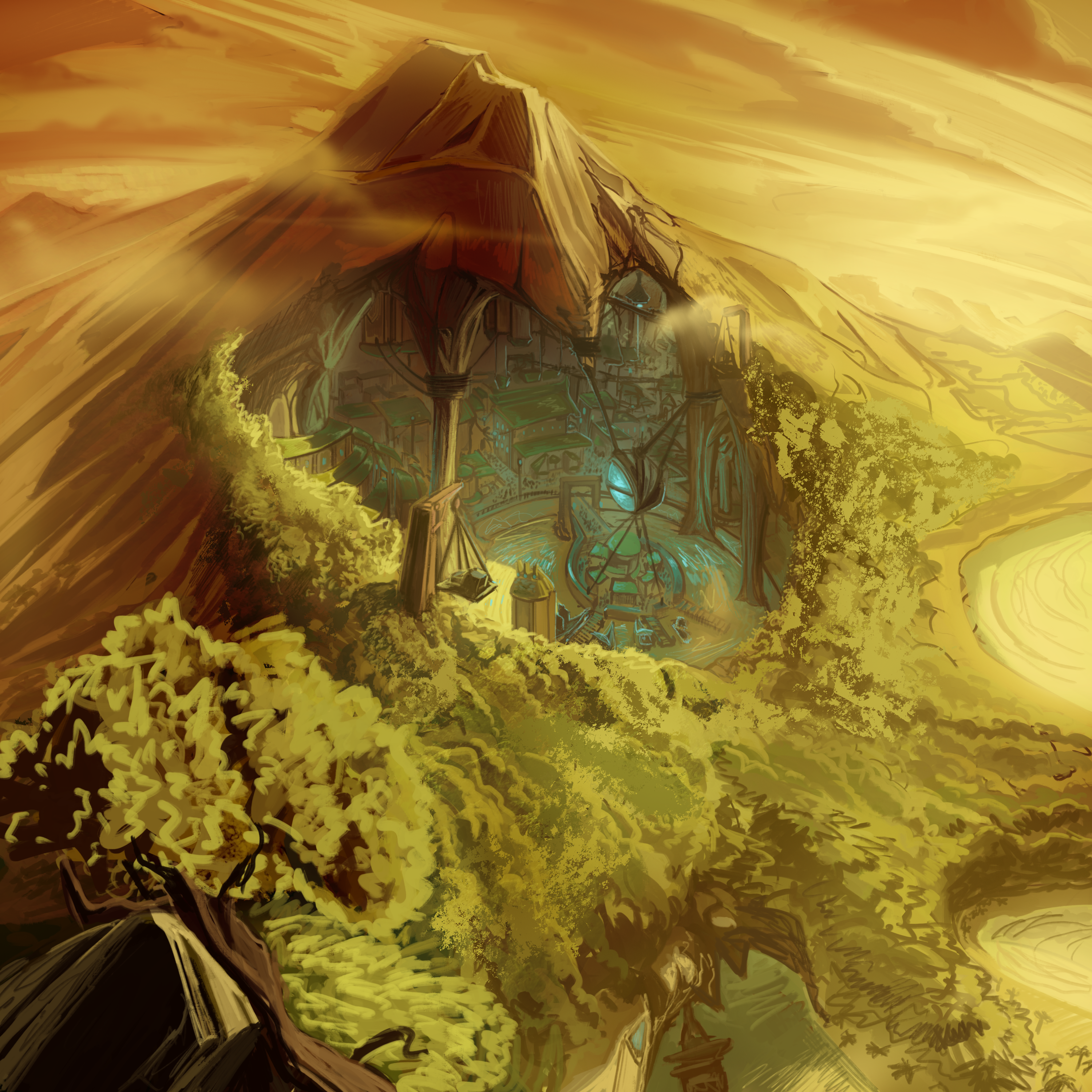 A city built into the hollowed-out side of a mountain